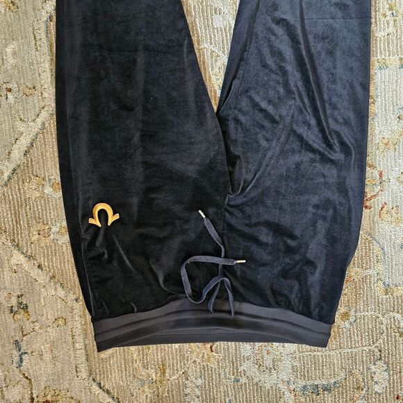 True Religion Black Velvet Sweatpants Sz 2xl With 29" Inseam - Picture 5 of 7